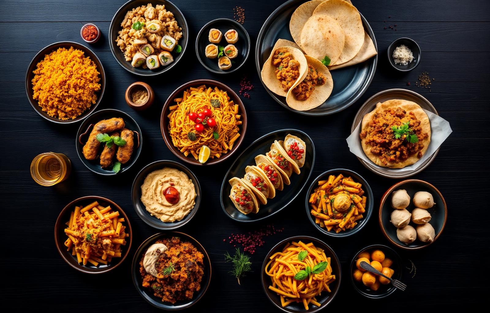Global recipes flat lay